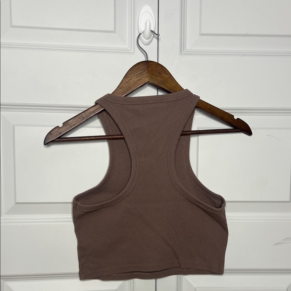 Abercrombie & Fitch Brown Crop Tank Ribbed High Neck Y2K Medium - Picture 4 of 6